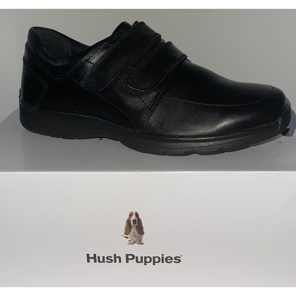 Hush Puppies Women\'s Power Walker Loafer Black Leather USA 11.5 Extra Wide New